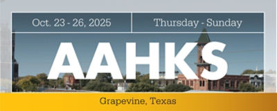 Card with text: AAHKS October 23-26, 2025 Thursday-Sunday Grapevine, Texas