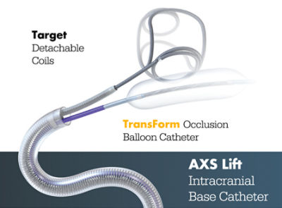 AXS Lift with Target Detachable Coils with TransForm Occlusion Balloon Catheter