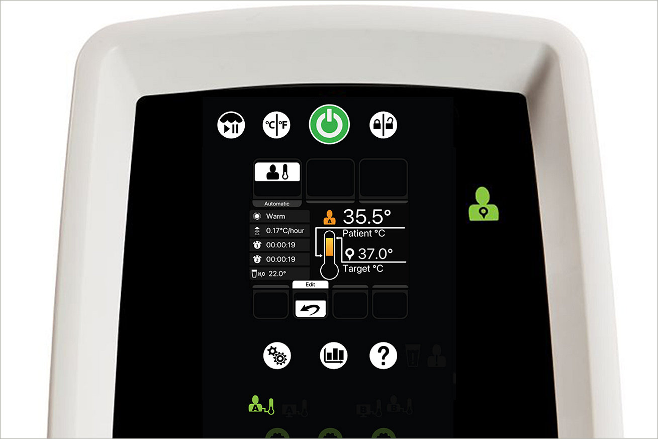 User-friendly graphic interface makes it easy to initiate patient temperature therapy