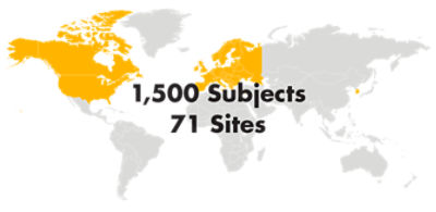 Global Map - 1,500 Subjects and 71 Sites