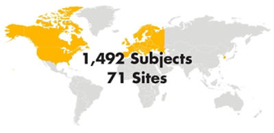 Global Map - 1,492 Subjects and 71 Sites