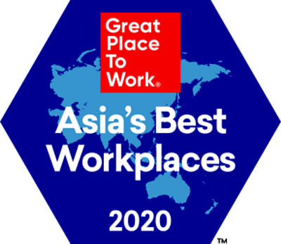 Premiação &quot;As melhores empresas para trabalhar na Ásia&quot; do Great Place to Work 2020