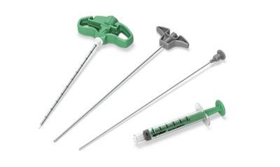 Bone biopsy kit with coaxial design for core sampling; compatible with 8, 10 and 11 gauge needles
