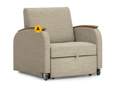 Unity chaise lounge sleeper labeled to identify  armcap finishes