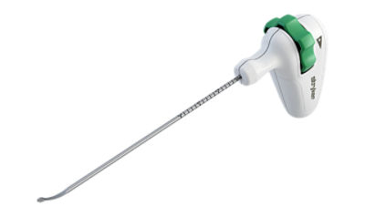 Minimally-invasive curette for displacing cancellous bone during vertebral augmentation