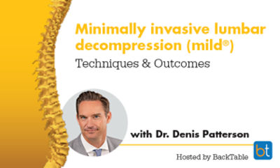 Dr. Dana Dunleavy welcomes Dr. Denis Patterson to explore the evidence, technique and evolving role of mild for lumbar spinal stenosis with neurogenic claudication