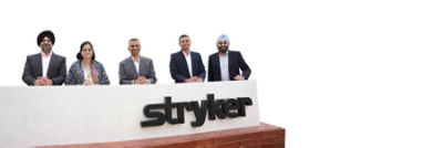 Employees stand in front of Stryker Global Technology Centre