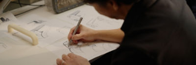 Designer sketching the outline of the LIFEPAK 35 monitor/defibrillator