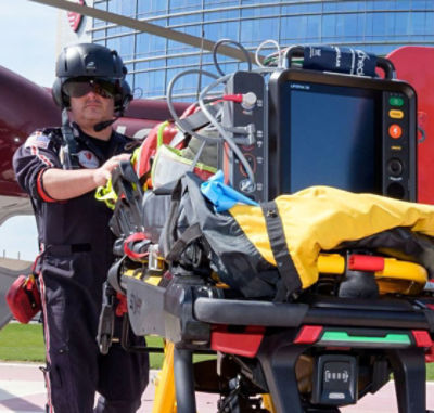 LIFEPAK 35 being pulled on a stretcher