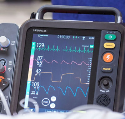 LIFEPAK 35 monitor/defibrillator in use in the Emergency Department. 