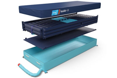 Detailed view of IsoAir - an air-powered hospital mattress 