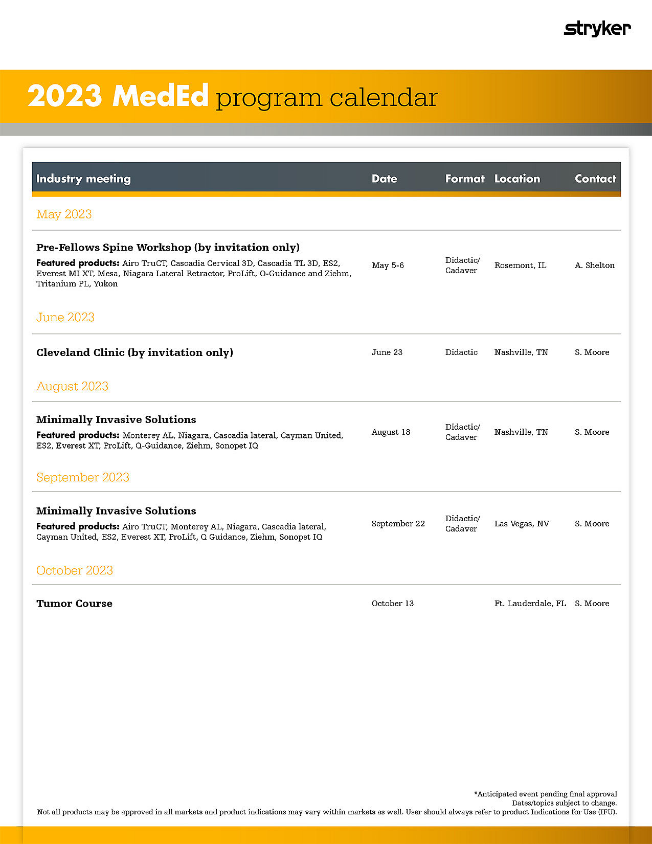 2023 MedEd Program Calendar