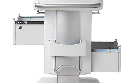 Nara hospital bassinet includes two-way drawers for easy access