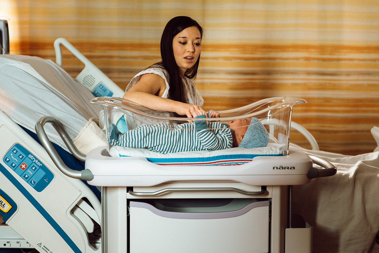 The Nara hospital bassient has a simple, safe design to bring mothers close to their newborns