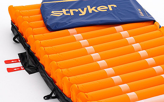 Close-up of Stryker's Eole DC support surface without a cover, showing the deep cell design