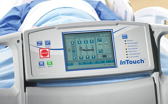 Close-up of the touch screen on Stryker's InTouch Critical Care Bed