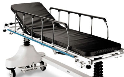 Stryker's Fluoroscopy Stretcher, highlighting the pneumatic backrest