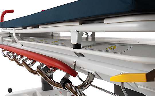 Close-up of the dual-deck design on Stryker's Prime X stretcher