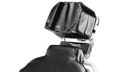 Zbliżenie oparcia pod głowę wózka z funkcją krzesła firmy Stryker do chirurgii oka
