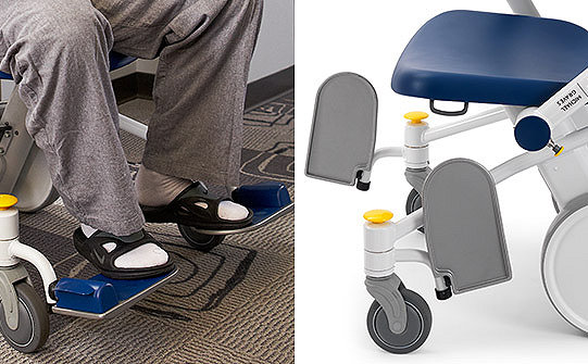 Upright footrests provide a clear path to help reduce trip hazards