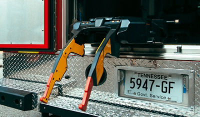 Power-LOAD in the back of an ambulance