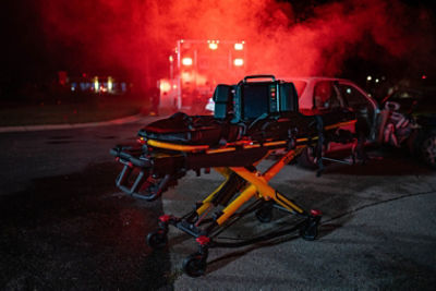 LIFEPAK 35 on a Power-PRO 2 at the scene of a car crash