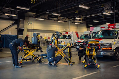 ProCare Service techs servicing Stryker stretchers