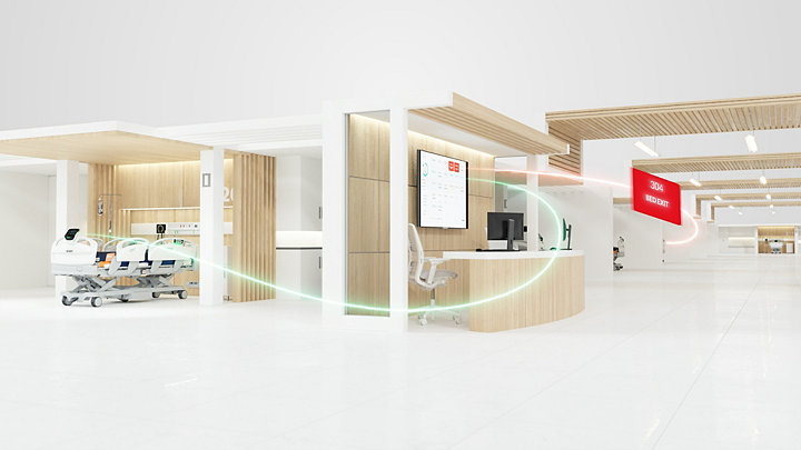 Ilustracja: łóżko szpitalne ProCuity firmy Stryker łączące się bezprzewodowo z panelem iBed Vision