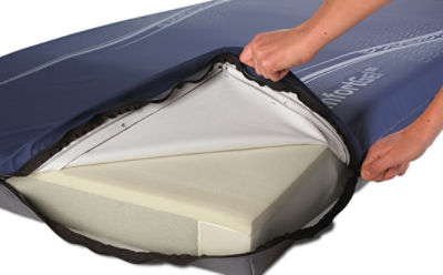 ComfortGel SE hospital support surface cover includes a three-sided zipper