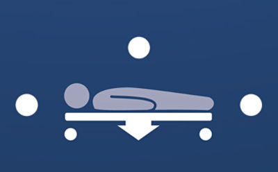Ilustracja wskaźnika obniżenia łóżka na łóżku szpitalnym SV2 firmy Stryker