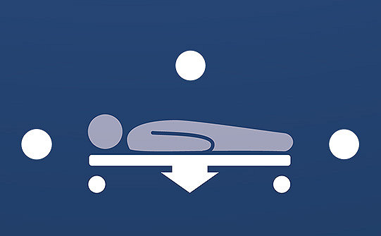 Image de l'indicateur du lit en position basse sur un lit d'hôpital SV2 de Stryker