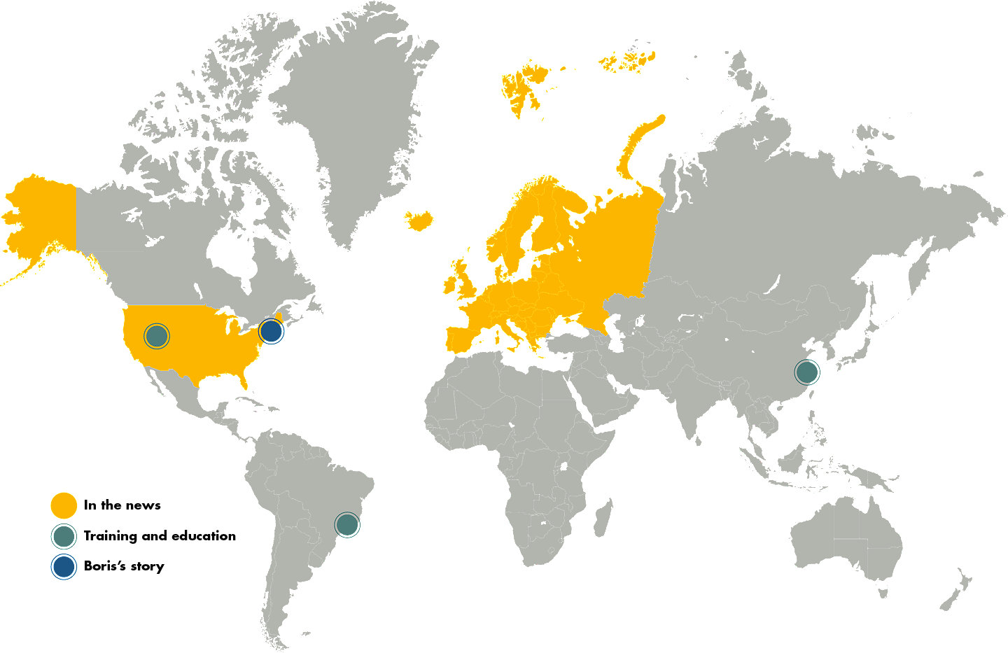 Map of Stryker's global impact and news