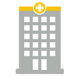 Hospital icon in grey and gold 