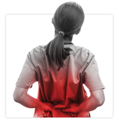 Nurse experiencing back pain.