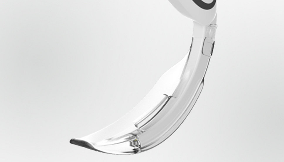 Close-up view of the McGRATH MAC video laryngoscope blade on a white background