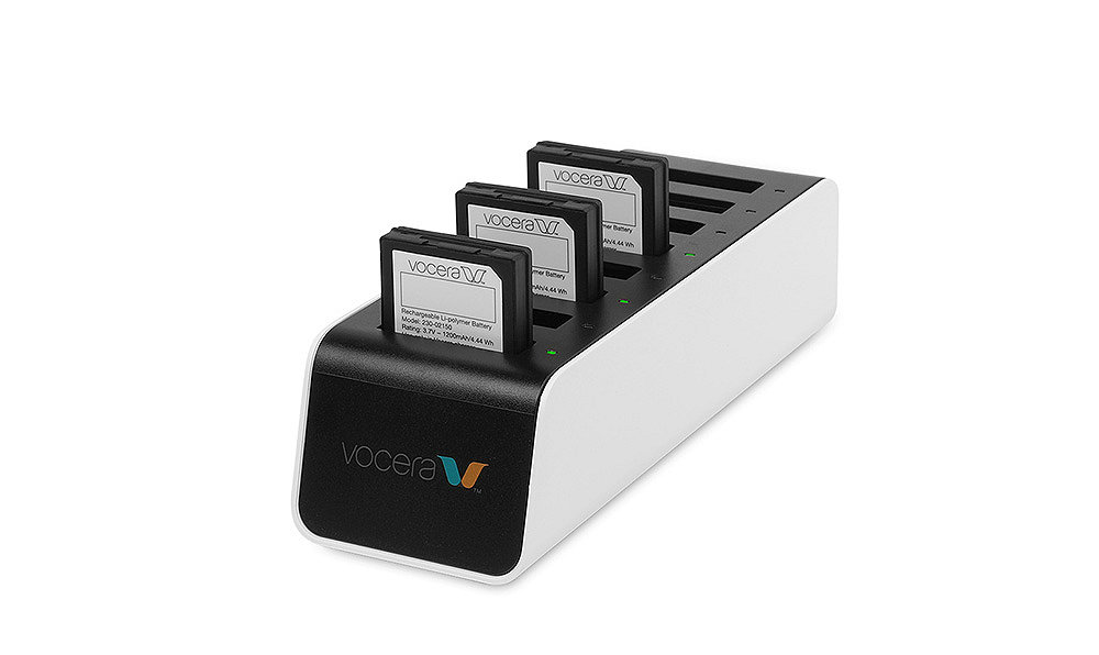 Product image on white of the Vocera Smartbadge charging bay