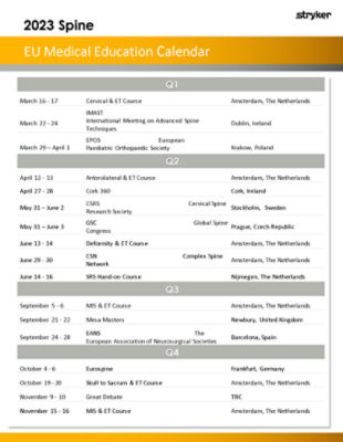 Spine EU Medical Education Calendar 2023