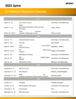 Spine EU Medical Education Calendar 2023