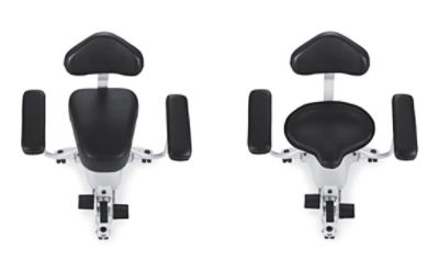 Stryker's Surgistool Chair shown in three customisable seat configurations