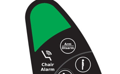 Close-up of the chair exit alarm on Stryker's TruRize Clinical Chair