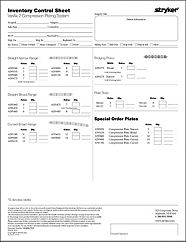 VariAx 2 Compression Inventory Control Sheet