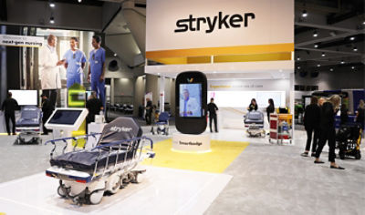 Stryker trade show booth feauring prime connect and smartbadge