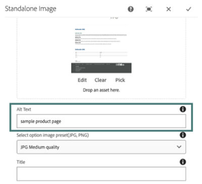 adding alt text in AEM