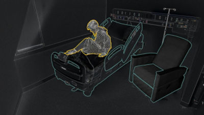 Ambient monitoring video logic representation in patient room