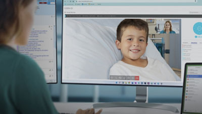 Nurse in video chat with younger male patient