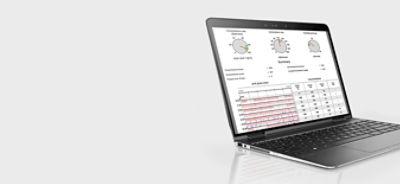Programul de analiză a datelor CODE-STAT  afișat pe un ecran de laptop
