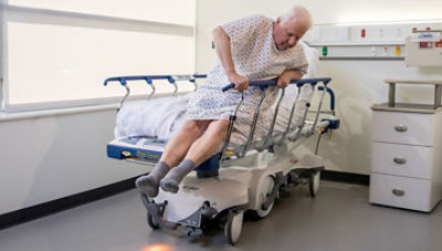 patient exiting smart connected stretcher