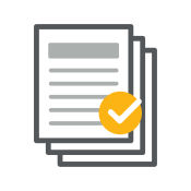 Icon of a document with a checkmark on it