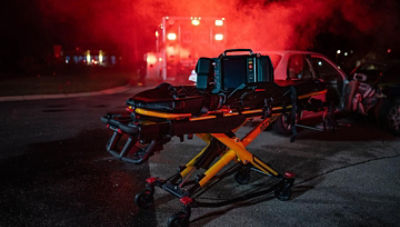 LIFEPAK 35 on a Power-PRO 2 at the scene of a car crash