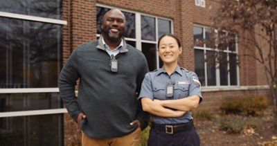 School employees wearing Vocera Smartbadges 